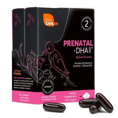 Zahlers, Kosher Prenatal +DHA - 120 SoftGels - 2 Boxes of 1 Month Supply