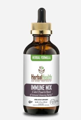 Herbal Health, Herbal Formula, Kosher  IMMUNE MIX, a safe and powerful blend of immune enhancing herbs. Liquid - 4 fl. oz. (120 mL) - Kosher for Passover