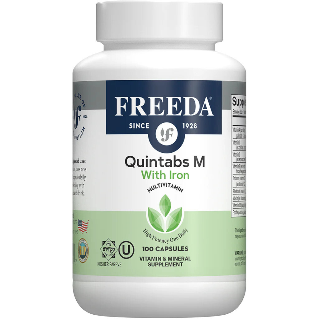 Freeda, Kosher Quintabs-M with Iron, Comprehensive Multivitamin - 100 Vegetarian Capsules
