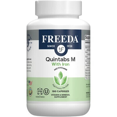 Freeda, Kosher Quintabs-M with Iron, Comprehensive Multivitamin - 100 Vegetarian Capsules