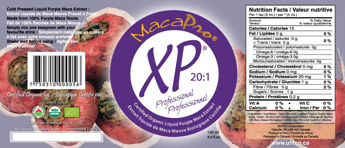 UHTCO, MacaPro, Liquid Maca Root Extract XP Professional (100% Purple Maca - 20:1) - 130 mL (4.4 fl. oz.)