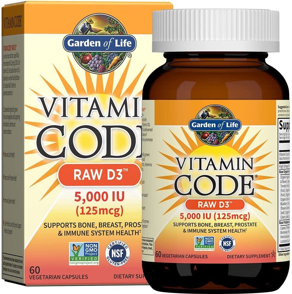 Garden of Life USA, Kosher  Vitamin Code, Raw D3, 5000 IU - 60 Vegetarian Capsules