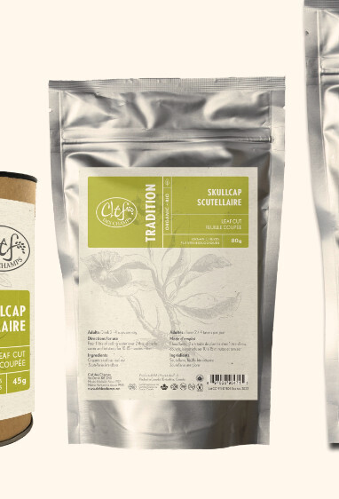 Clef Des Champs, Kosher Tradition SKULLCAP Organic Loose Tea, Relieves Nervous Tension &amp; Stress - 80g. (Pak)