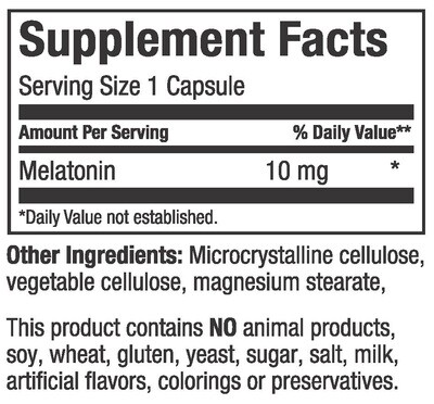 Maxi Health, Kosher MAXI MELATONIN 10mg - 100 Vegetarian Capsules - Certified Chometz Free
