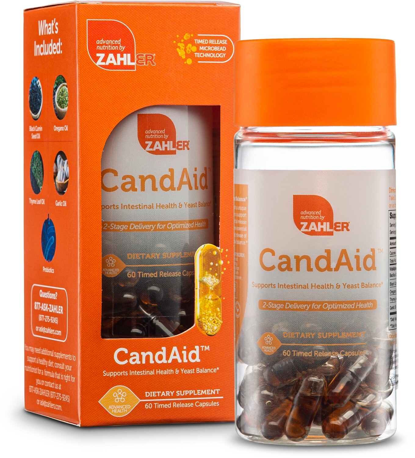 Zahlers, Kosher CandAid, Supports Intestinal Health &amp; Yeast Balance - 60 Timed Release Capsules