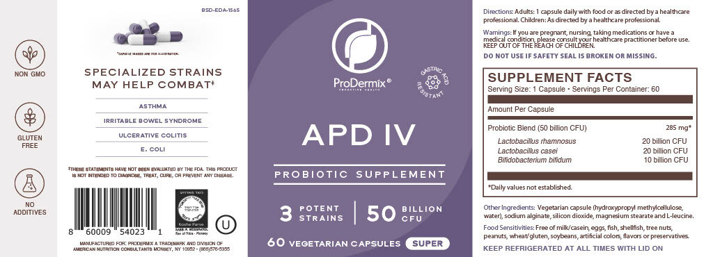ProDermix, Kosher APD IV, 50 Billion CFU&#39;s, Super Probiotic - 60 Vegetarian Capsules