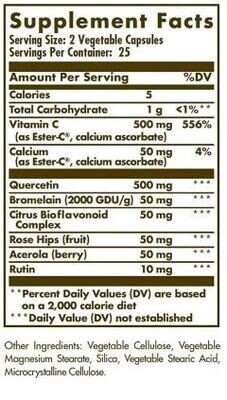 Solgar, Kosher QUERCETIN COMPLEX With Ester-C Plus, Immune Health Support - 100 Vegetarian Capsules
