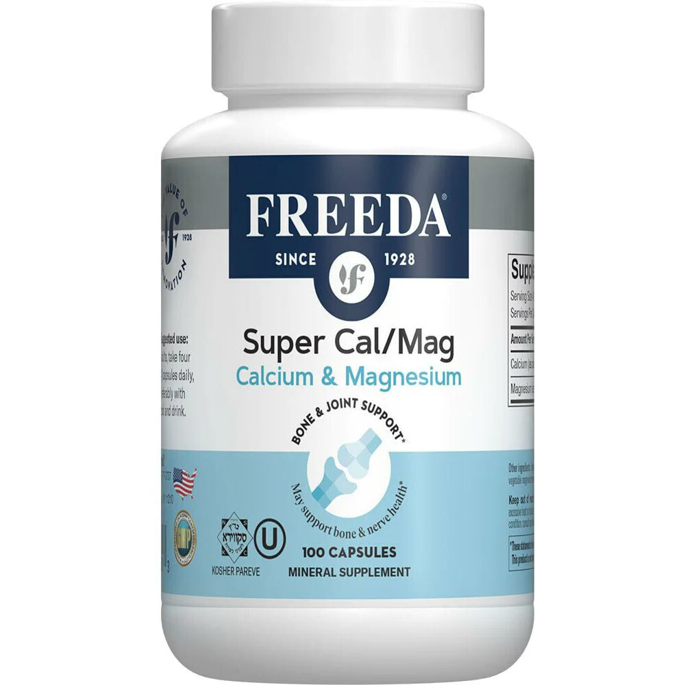 Freeda, Kosher Super Cal/Mag - Calcium &amp; Magnesium, Bone &amp; Joint Support - 100 Vegetarian Capsules