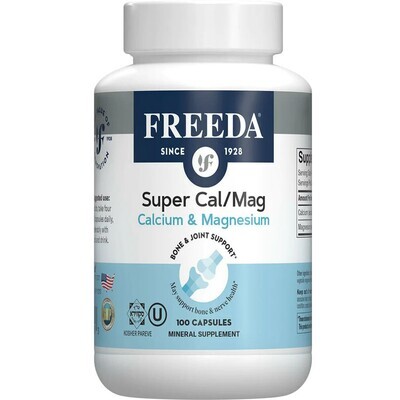 Freeda, Kosher Super Cal/Mag - Calcium &amp; Magnesium, Bone &amp; Joint Support - 100 Vegetarian Capsules