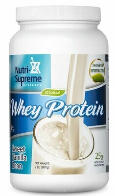 Nutri Supreme, Kosher Whey Protein Powder, w/ Erythritol &amp; Stevia, Sweet Vanilla Bean - 1 Lb. (454g)