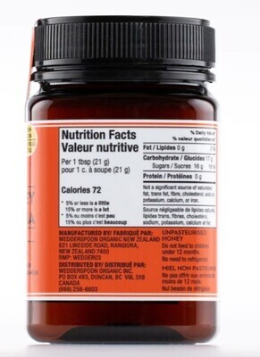 Wedderspoon, Raw Monofloral Manuka Honey KFactor16 - 500g (17.6 oz. 1.1 lb) poly jar