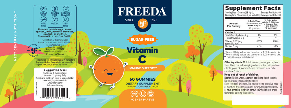 Freeda, Kosher Vitamin C 125 mg Sugar Free, Immune Support, Natural Orange Flavor - 60 Gummies