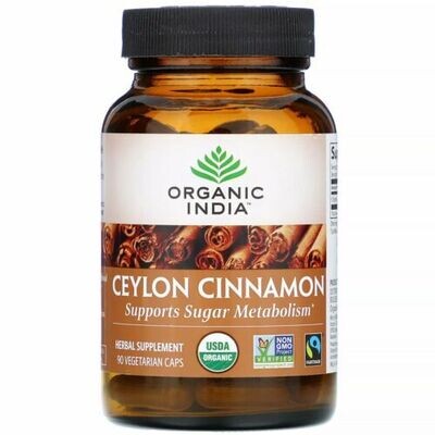 Organic India USA, Organic Ceylon Cinnamon - 90 Vegetarian Capsules