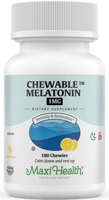 Maxi Health, Kosher Melatonin, Lemon Flavor, 1mg - 100 Chewies - Certified Chometz Free