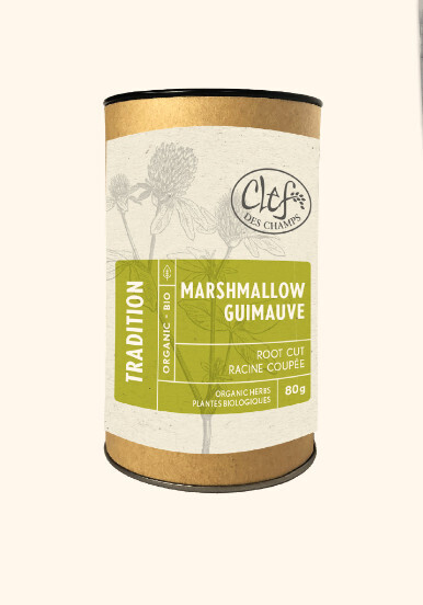 Clef Des Champs, Kosher Tradition MARSHMALLOW Root Cut Organic, Loose Tea, Soothes Coughs, Clears mucus, Heals the Tract, Tube - 80g
