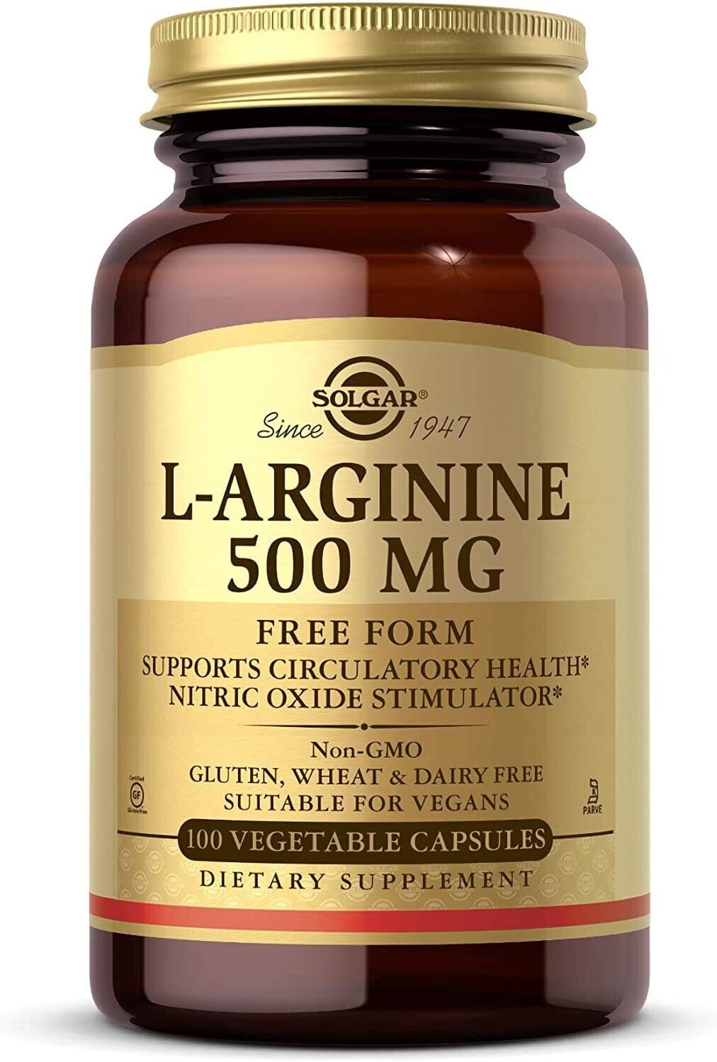 Solgar, Kosher L-Arginine 500 mg - 100 Vegetarian Capsules