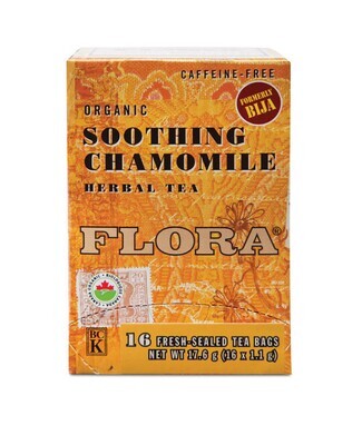 Flora, Kosher Organic Soothing Chamomile, Herbal Tea Blend - 16 Fresh Sealed Tea Bags