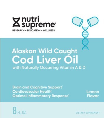 Nutri Supreme, Kosher  Kosher Alaskan Cod Liver Oil, Lemon Flavor, Liquid - 8 fl. oz. #218