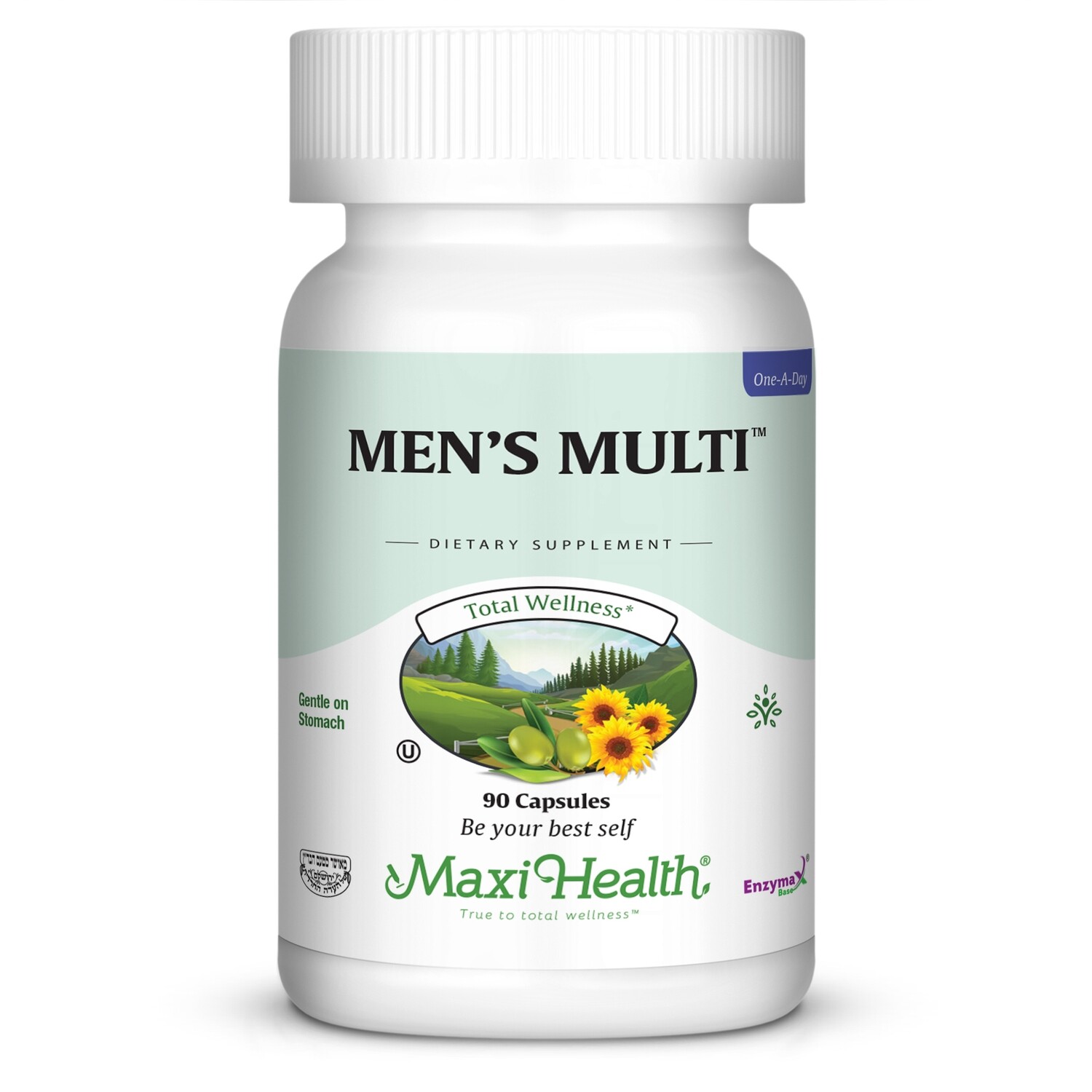 Maxi Health, Kosher Men&#39;s Multi, One A Day Multi-Vitamin &amp; Mineral - 90 Vegetarian Capsules