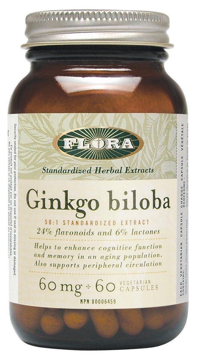 Flora, Kosher  Ginkgo Biloba - 60 Vegetarian Capsules