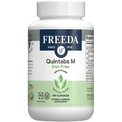 Freeda, Kosher Quintabs-M Iron Free, Comprehensive Multivitamin - 100 Vegetarian Capsules