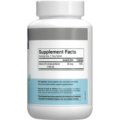 Freeda, Kosher VITAMIN D3 1,000 IU (25mcg), Bone &amp; Joint Support - 100 Tiny Tablets