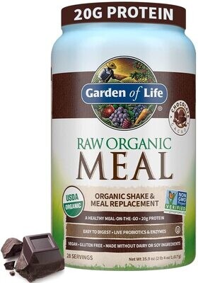 Garden of Life USA, Kosher Raw Organic Meal Replacement Protein Powder, Chocolate Flavor - 20g