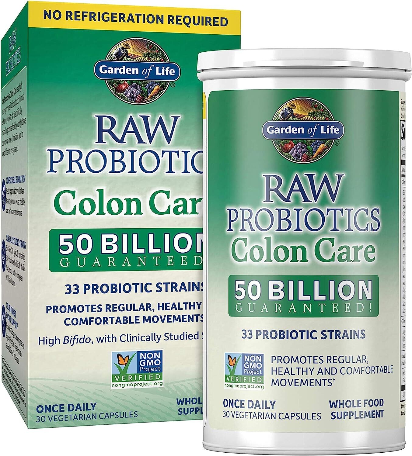 Garden of Life USA, Kosher  Raw Probiotics Colon Care, Shelf Stable, No Refrigeration - 30 Vegetarian Capsules