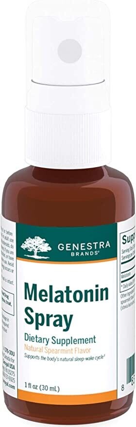 Genestra Brands, MELATONIN SLEEP SPRAY, Supports The Body&#39;s Natural Sleep-Wake Cycle, Spearmint Flavor - 30 mL