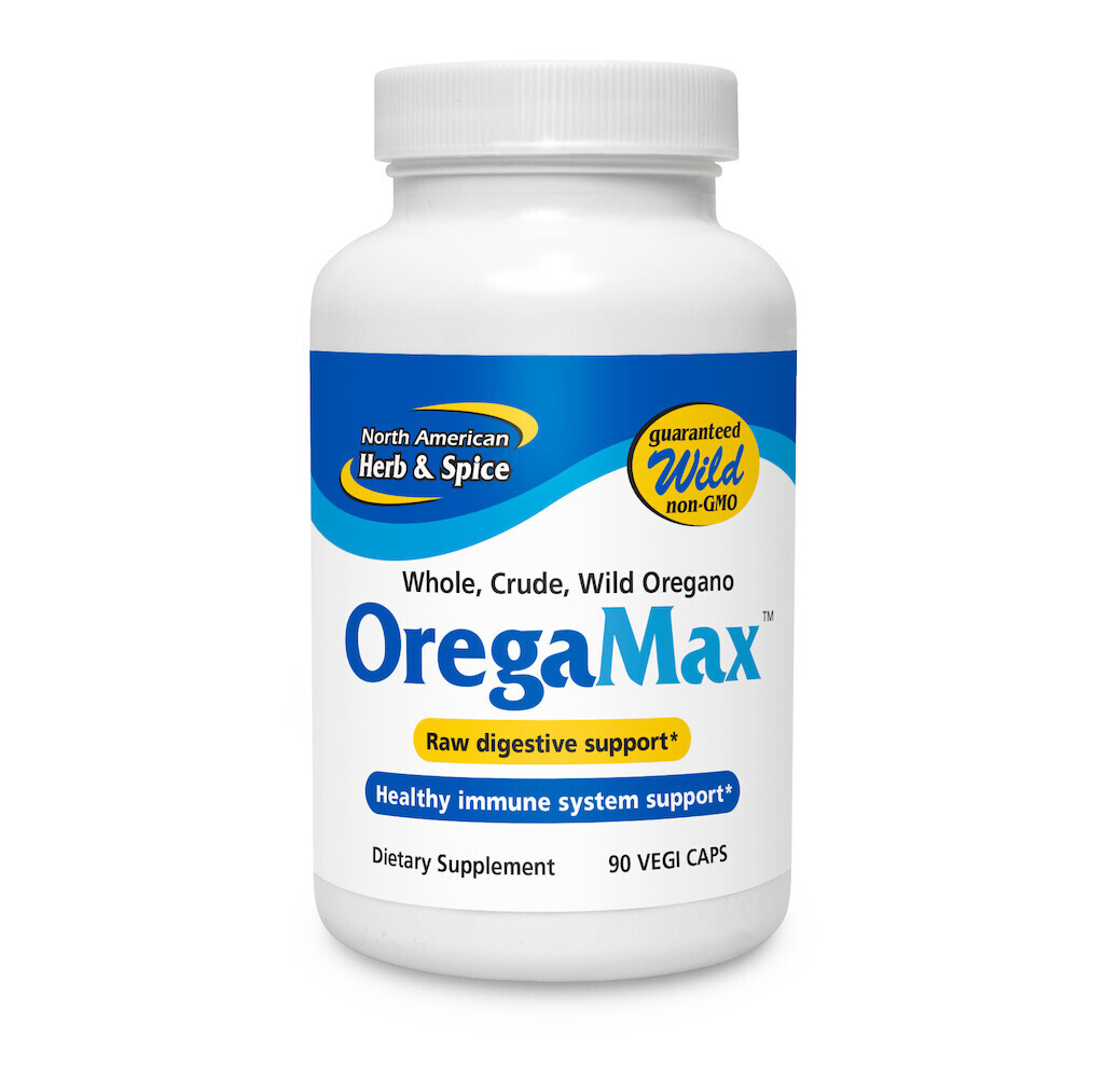 North American Herb &amp; Spice, OREGAMAX, Whole, Crude, Wild Oregano, For Raw Digestive Support - 90 Vegetarian Capsules
