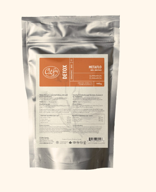 Clef Des Champs, Kosher Detox METAFLO Organic Loose Herbal Tea, Aids Waste Removal Through Kidneys, Skin, &amp; Mucus - 140g. (Pak)
