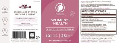 ProDermix, Kosher WOMEN'S HEALTH, Probiotic Supplement, 25 Billion CFU - 60 Vegetarian Capsules