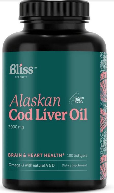 Bliss Serenity, Kosher Alaskan Cod Liver Oil, 2000mg, Natural Lemon Flavor - 180 Softgels