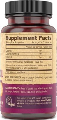 Deva, Vegan, Evening Primrose Oil, 500mg Cold Pressed (EPO) - 90 Vegetarian Capsules