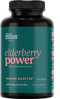 Bliss Serenity, Kosher Elderberry Power with Zinc and Vitamin C - 120 Vegetarian Capsules