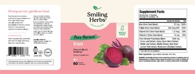 Smiling Herbs, Pure Harvest Iron - 60 Vegetarian Capsules