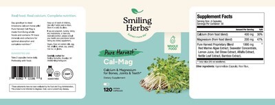 Smiling Herbs, Pure Harvest Cal Mag, Calcium Magnesium - 120 Vegetarian Capsules