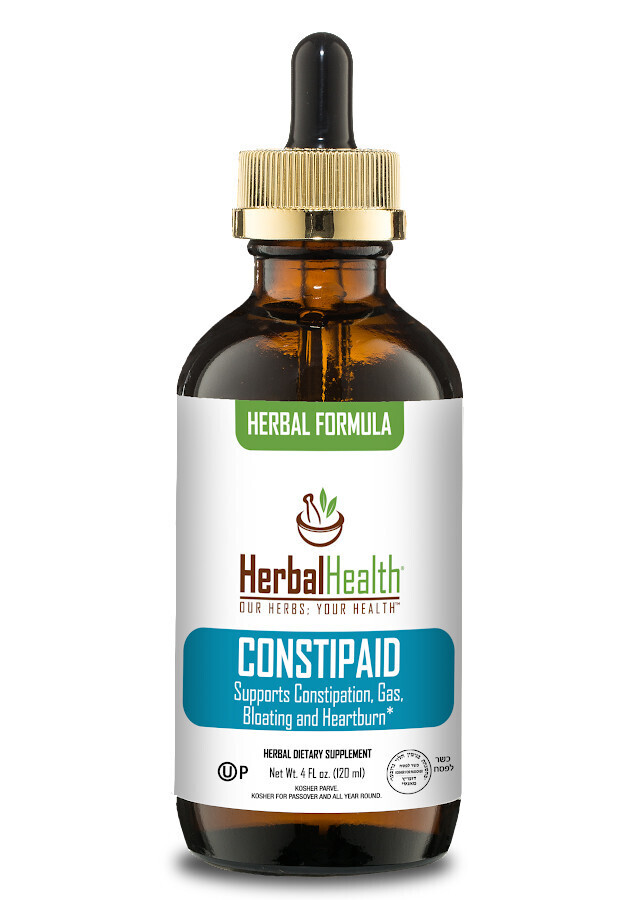 Herbal Health, Herbal Formula, Kosher CONSTIPAID, Supports Constipation, Gas, Bloating &amp; Heartburn, Liquid - 4 fl. oz. (120 mL) - Kosher for Passover