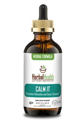 Herbal Health, Herbal Formula, Kosher CALM IT, Promotes Relaxation &amp; Eases Tension, Liquid - 4 fl. oz. (120 mL) - Kosher for Passover