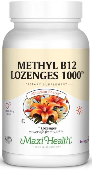 Maxi Health, Kosher Vitamin B12 (1000 mcg) Methylcobalamin, Berry Flavor, Chewable - 120 Lozenges