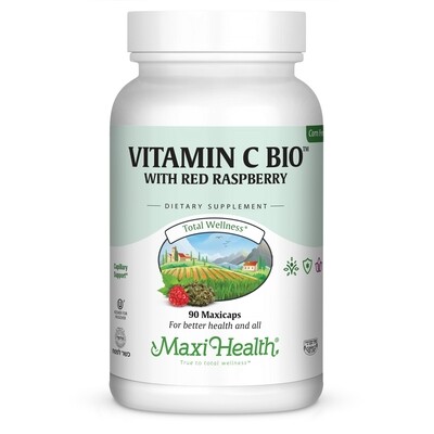 Maxi Health, Kosher Vitamin C Bio With Red Raspberry - 90 Vegetarian Capsules - Kosher for Passover