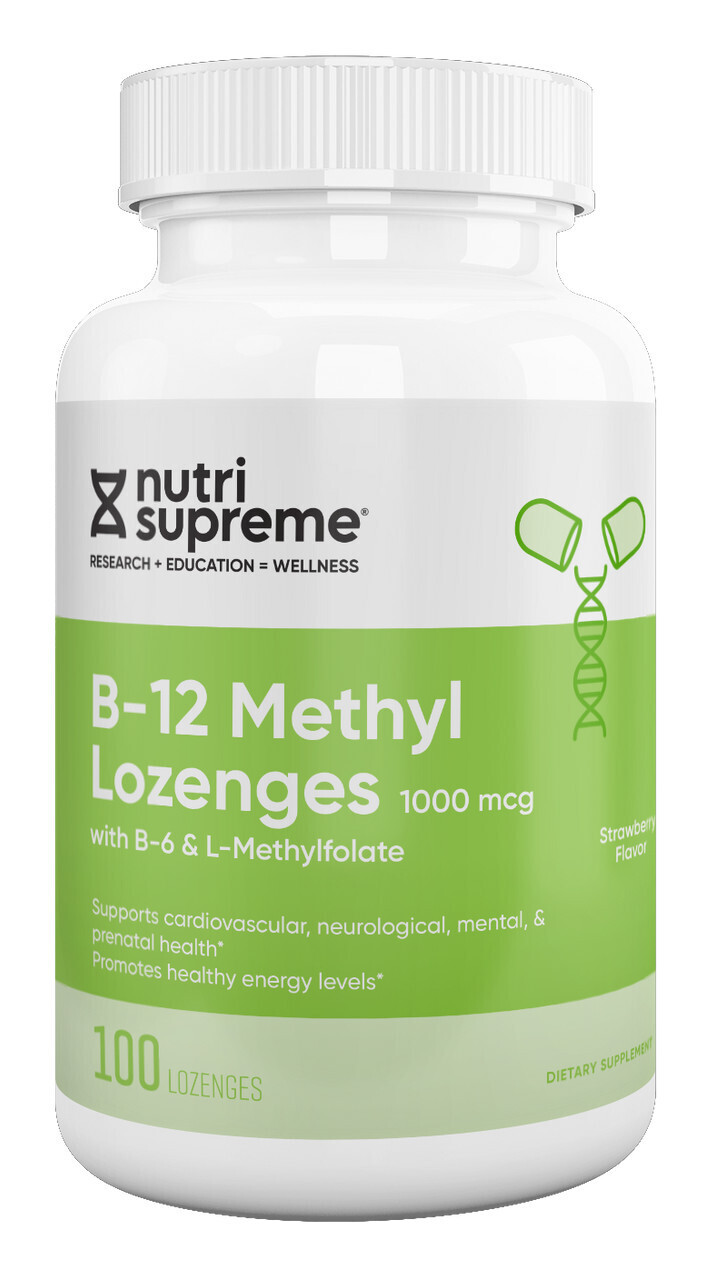 Nutri Supreme, Kosher B12 Methyl 1000, With B6 &amp; Folic Acid Chewable Orange Flavor - 100 Lozenges