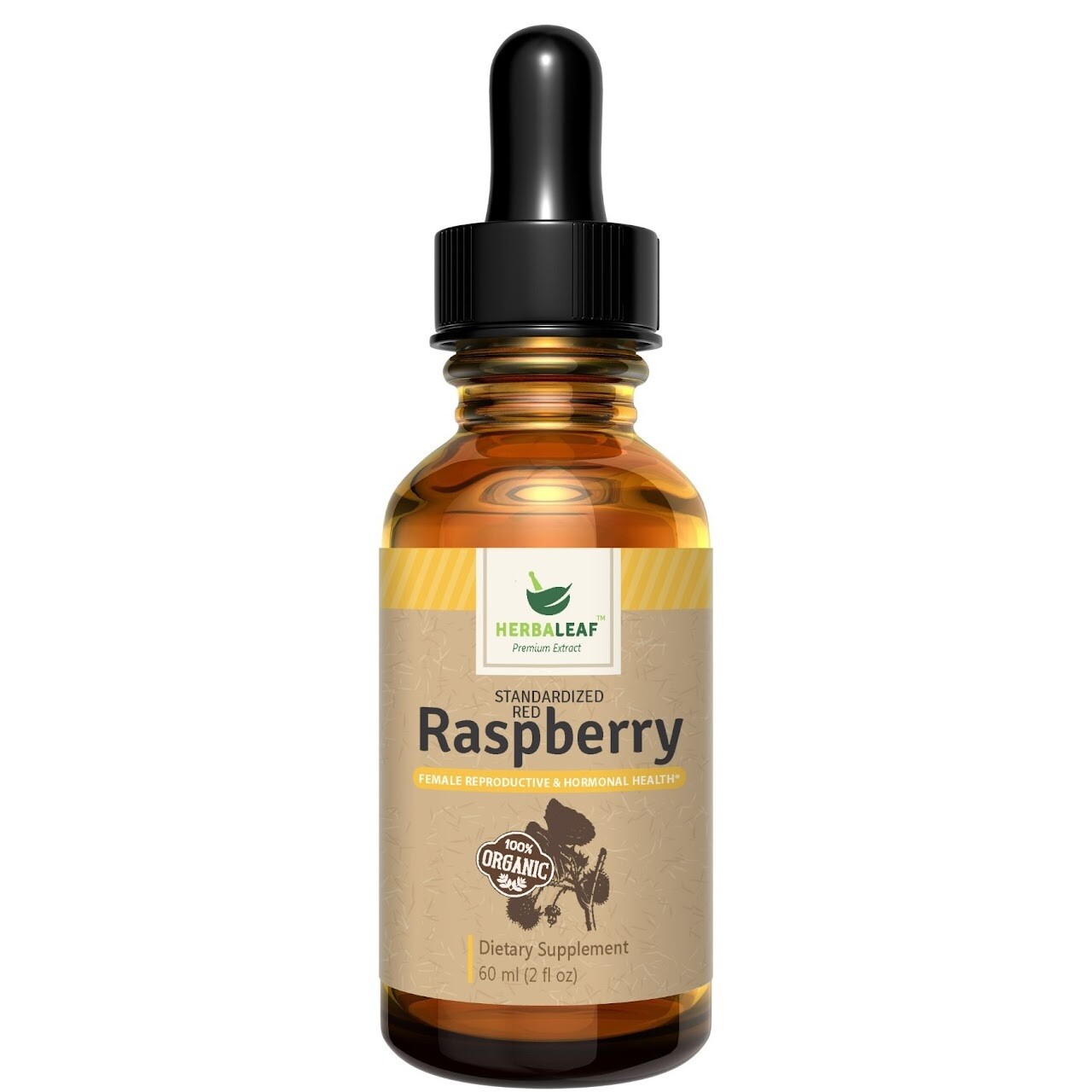 HerbaLeaf, Kosher  Organic Red Raspberry, Liquid Tincture  - 60 mL (2 fl. oz.)