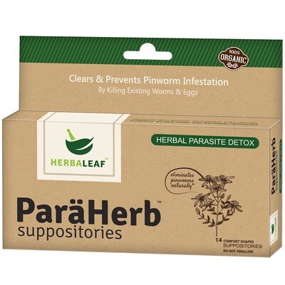 HerbaLeaf, Kosher ParaHerb Parasite Detox, Pinworm, Parasites - 14 count (Suppositories)