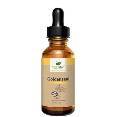 HerbaLeaf, Kosher  Organic Goldenseal, Liquid Tincture  - 30 mL (1 fl. oz.)