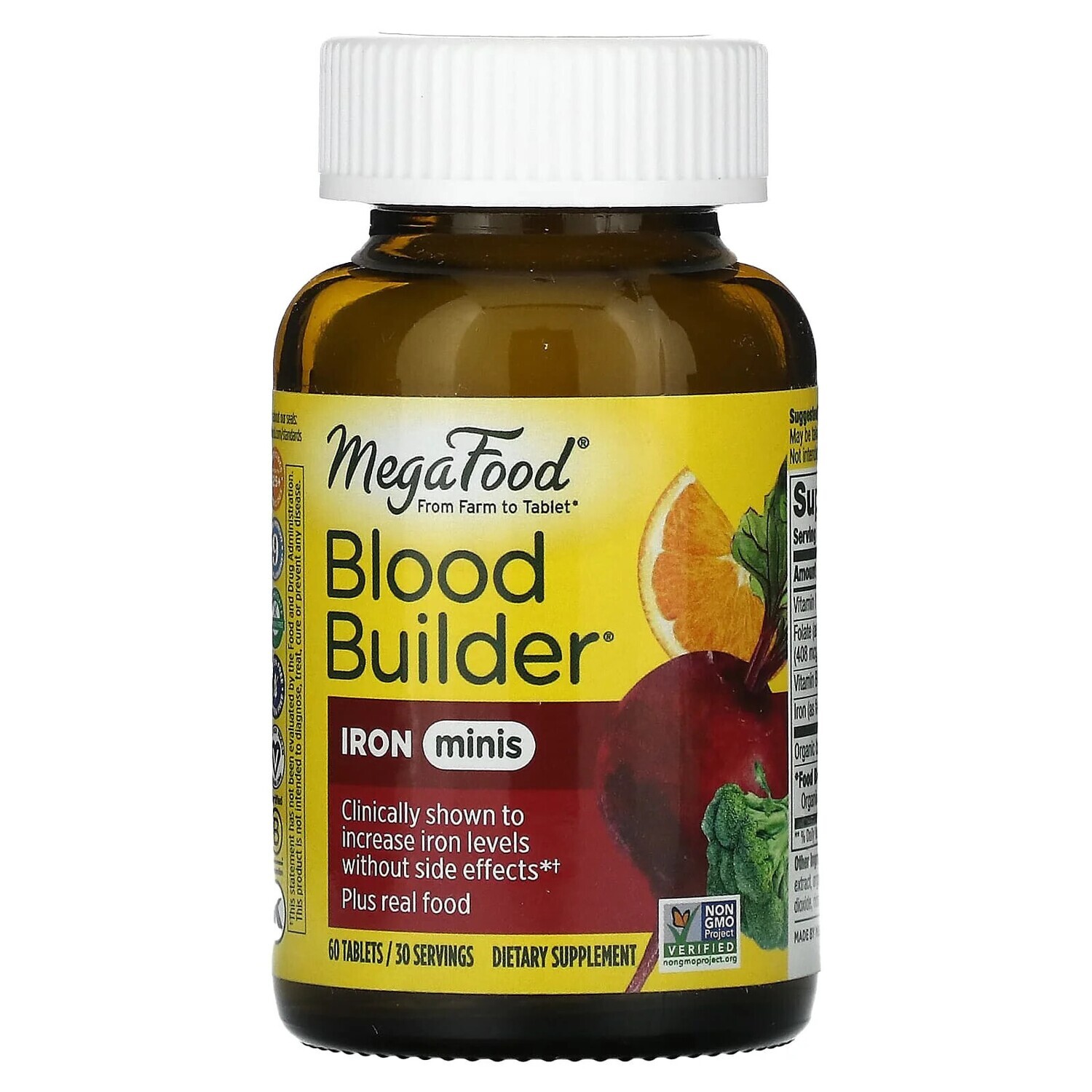 MegaFood USA, Kosher Blood Builder Minis, Fermented Iron - 60 Tablets &quot;Minis&quot;