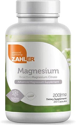 Zahlers, Kosher Magnesium Citrate 200mg - 250 Vegetarian Capsules