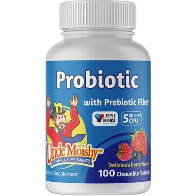 Uncle Moishy, Probiotic, with Prebiotic Fiber, 5 Billion - 100 Chewable Tablets