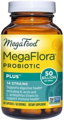 MegaFood USA, Kosher MegaFlora Plus, Probiotic (50 Billion) - 60 Vegetarian Capsules