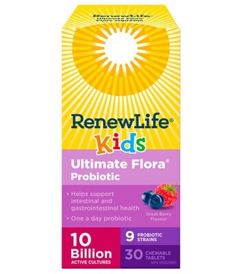 Renew Life, Kids Ultimate Flora Probiotic, 10 Billion - 60 Chewable Tablets